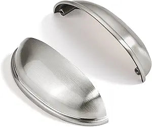 10 Pack 4" Drawer Pulls Brushed Satin Nickel Cabinet Cup Pulls Kitchen Hardware Cabinet Handles Drawer Handles Knobs 4 inch Hole Center