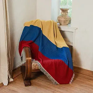 Colombia Flag Woven Throw Blanket  Colombian Blanket for Couch, Bed or Wall  Woven Not Printed  50x70 Cotton Blend Throw for Colombians Living Abroad