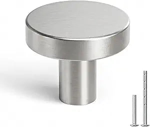 homdiy 20 Pack Brushed Nickel Cabinet Knobs, Round Kitchen Drawer Knobs, Silver Knobs for Cabinets, Metal Handles for Desk Drawers Cupboard
