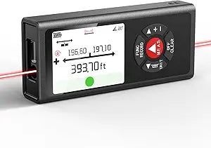 Dual Laser Measuring Tool 393Ft  Measure Both Directions at Once, Rechargeable Distance Meter with Angle Sensor & Level Bubble, 10 Modes for Construction and Home Renovation, IP54 Aluminum