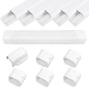 4" 10Ft Mini Split PVC Line Set Cover Kit Decorative PVC Line Set Cover Kit for Central AC & Heat Pumps Systems Tubing Cover(10Ft,White)