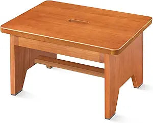 Wooden Step Stool for Adults,9.1''High One Step Stool for High Bed/Kitchen Riser,550 Lbs Beside Step for Elderly Kids-Sturdy/Durable Footstool,Nonslip Stepping Stool for Bedroom/Kitchen/Bathroom