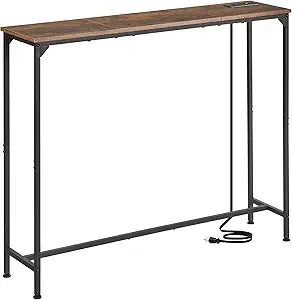 DALEMHOME Console Table, Narrow Entryway Table, Thin Sofa Table, Behind Couch Table,for Hallway, Bedroom, Living Room, Foyer, 9.4 x 39.4 x 31.5 Inches, Rustic Brown