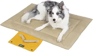 Outdoor Foldable Dog Mat Durable Teflon-Coated Oxford Material Waterproof Thin Dog pad Travel-Friendly Machine Washable Design for Camping/Car (Khaki, Large (51.2 * 36.6 * 2 in))