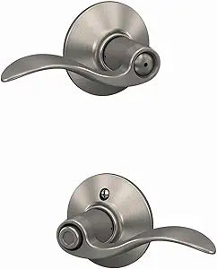 Schlage F40 ACC 619 Accent Door Lever, Bed & Bath Privacy Lock, Satin Nickel
