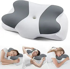 DONAMA Cervical Pillow for Sleeping, Contour Memory Foam Pillow for Neck and Shoulder Support, Ergonomic Neck Pillow for Side Back Stomach Sleepers, Bed Pillows with Cooling Pillowcase