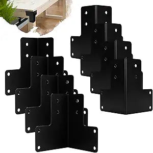 8Pcs Sturdy Steel Corner Brackets, Workbench Brackets Kit with Screws, Heavy Duty Corner Bracket for Deck Edge Work Bench