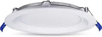 Leviton 6 in. Round Baffle Slim Downlight, 1100 Lumens, 5 CCT Color Selectable 2700K-5000K, Dimmable, DBR60-S1W, White