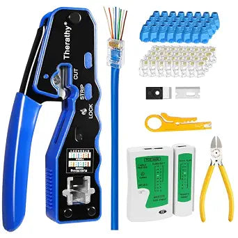 RJ45 Pass Through Crimp Tool Kit, Ethernet Crimping Tool for RJ45