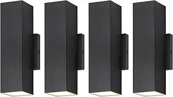 BesLowe 4-Pack Outdoor Wall Lights, LED Up and Down Lights Outdoor, Modern Wall Sconces Porch Light, Black Exterior Lighting Fixtures Wall Mount, Outside Lights for House Front Door Garage, 3000K