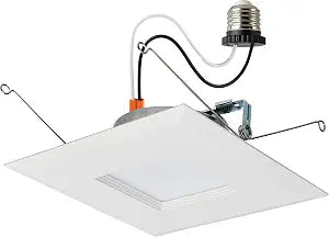 Satco S11821R1, 5-6" LED Recessed Retrofit Ceiling Downlight, Square, White