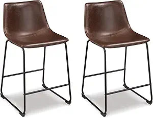 Signature Design by Ashley Centiar 24" Counter Height Modern Bucket Barstool 2 Count, Brown