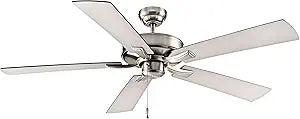 Brisden 52" 5-Blade Ceiling Fan - Brushed Nickel with Brushed Nickel and Matte Black Reversible Blades