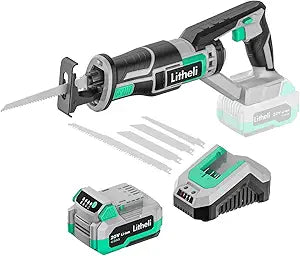 Litheli Reciprocating Saw Cordless, Powerful Hand Saw Kit with 20V 4.0 Ah Battery & Fast Charger, 0-3000 SPM with Tool-free Blades Change, Lightweight for Wood & Metal Cutting