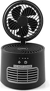CUSIMAX Desk Fan for Bedroom, 7H Timer and 2 Speed Quiet Powerful Personal Fan for Home or Office, 800W PTC Ceramic Heater Use in Winter, Overheat & Tip-Over Protection