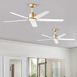 ocioc 2-Pack 52 inch Ceiling Fans with Liights Ultra Quiet DC Motor 3 Color Temperatures Modern Ceiling Fan for Bedroom Kitchen Indoor Covered Outdoor Gold