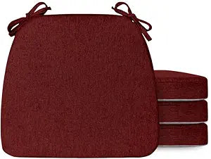Chair Cushions Set of 4, D-Shaped Seat Cushion for Chair, Non Slip Chair Pads with Ties, 18" x 16" x 2", 40D Foam, Removable Washable Cover, Seat Cushions for Kitchen Chairs, Burgundy
