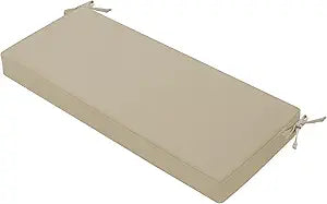 Favoyard Outdoor Bench Cushion 42 x 18 Inch Waterproof Patio Furniture Cushions 3-Year Color Fastness Garden Sofa Settee Couch Swing Pads with Handle and Attach Ties, Beige