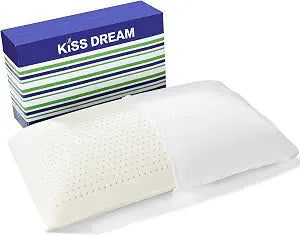 Kiss Dream Talalay Latex Pillow, Soft Natural Latex Foam Pillow for Sleeping, Bed Pillow for Back, Side and Stomach Sleeperswith Removable Cotton Cover, Helps Relieve Shoulder and Neck Pain (King)
