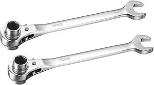 uxcell 2 in 1 Scaffolding Podger Ratchet Wrench 19mm x 22mm Ratcheting Socket Spanner Tool 2pcs