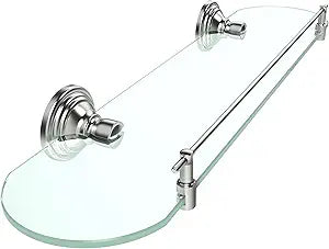 20inch Glass Shelf for Bathroom, Brushed Nickel Bathroom Glass Shelves Wall Mounted, Stainless Steel Floating Glass Shelves Modern