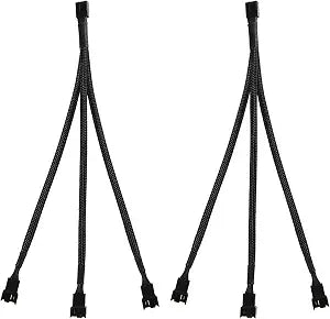 2 Pack 3 Way 4 Pin PWM Fan Splitter Cable, PC Extension Cable Converter for Computer ATX Case 4-Pin/3-Pin Cooling, 10.6" 1 to 3