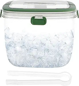 Ice Bucket with Lid and Tong Sealed,5L Ice Cube Bucket,Portable Ice Bucket Container Wine Bucket with Handle,Ice Storage Bin for Cocktail Freezer Bar Parties Barbeque Camping, Green