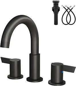 Matte Black Bathroom Faucet 3 Hole, 8 Inch Widespread 2-Handle
