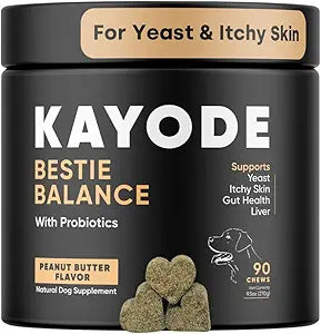Bestie Balance Anti Yeast Supplement for Dogs. Itch Relief for Dogs - 2.5 Billion Dog Probiotics for Yeast, Itchy Skin and Itchy Ears. Stop Recurring Yeast with Gut Balance.