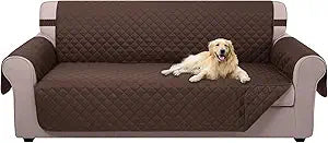 U-NICE HOME Large Sofa Cover Reversible Couch Cover for Dogs with Elastic Straps Water Resistant Furniture Protector for 4 Cushion Couch (Oversized Sofa, Chocolate/Chocolate)