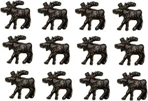 BestGiftEver 12-Piece Set Cast Iron Moose Drawer Pulls Knobs - Rustic Western Farmhouse Decor for Dresser Cabinet Hardware - Ideal for Wildlife Forest Lodge and Cabin Homes Style