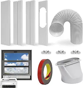 Portable Air Conditioner Window Vent Kit with 59" Length Hose Adjustable Portable AC Window Kit for Vertical/Horizontal Window for Exhaust Hose Adapter