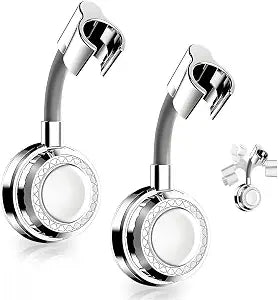 2 Pack 360 Swivel Shower Head Holder, Suction Cup Adjustable Shower Hose Holder, Tool-Free No Drill, Wall Mount Removable Handheld Shower Bracket for Bathroom, Kitchen, RV