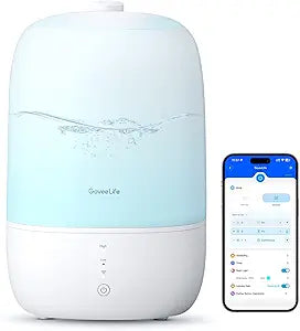 GoveeLife Smart Humidifiers for Bedroom, 3L Top Fill Cool Mist Humidifier, 24dB Quiet Runtime, Humidity Control, WiFi Air Humidifier with Night Light, for Baby, Plants, Home, Work with Alexa