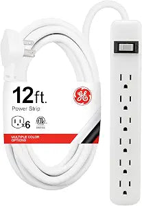 GE Power Strip, 6 Outlet Extender, 12 Ft Long Extension Cord