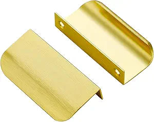 Ravinte 25 Pack Finger Pulls for Cabinets - 64mm/2.52in Hole Center Tab Handle, Gold Edge Pulls, Concealed Handles for Kitchen Drawer, 80mm/3.15in Length