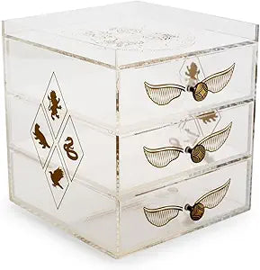Ukonic Harry Potter Snitch Acrylic Beauty Organizer Jewelry Box Display Case Container - Trinket Tray For Necklaces, Rings, Bracelets - Home Decor Room Essentials - Wizarding World Gifts