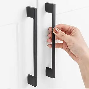 10 Pack 6-1/4 Inch Hole Centers, Matte Black Cabinet Pulls Black Cabinet Handles Black Kitchen Hardware for Cabinets ZP2205 Drawer Bedroom Dresser Bathroom Vanity Cupboard Closet