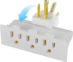 Elecan 3-Outlet Rotating Plug Wall Outlet Extender, 180 Degree Swivel Power Splitter, Multi Outlet Adatper Wall Tap, 3-Prong Grounded, Space Saving for Home, Travel, ETL Listed, White