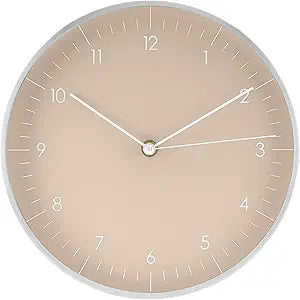 LUUK LIFESTYLE Modern Quartz wall Clock with Silent Movement, Second Hand and Arabic Numerals, Deco for Kitchen, Bedroom, Office, Cream I Beige