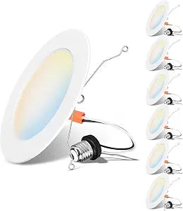LVWIT 6 Inch Recessed Lights, 5CCT LED Can Lights, Dimmable, 6 Pack,White