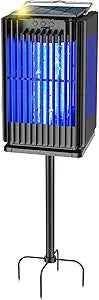 Solar Bug Zapper Outdoor, Solar Mosquito Zapper Outdoor with Ground Bracket, Cordless Waterproof Fly Zapper with Illuminated Light, 5000mAh Rechargeable Mosquito Killer