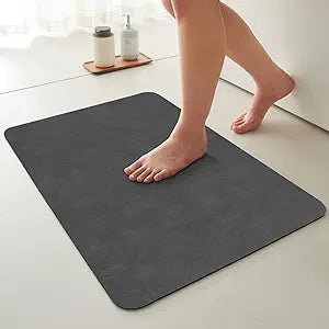 TYUU Bath Mat, Bathroom Rugs Non Slip Washable Thin Absorbent Quick Dry Bath Mat Fits Under Door Bathroom Floor Mat Perfect for Bath, Shower, or Sink 24"x36" Dark Grey