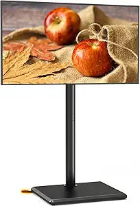 TVON Universal Floor TV Stand with Mount for Most 32-65 Inch TVs up to 88lbs, Height Adjustable TV Floor Stand with Wood Base for Space Saving, Tall Floor TV Stand for Bedroom, Corner & Living Room