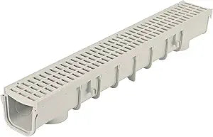 NDS 5 Pro Series Deep Profile Channel Drain Kit With HDPE Plastic Grates and End Caps, Trench & Channel Drainage For Driveway, Patio, Pool Deck, Courtyard, 5.5 x 39.4, Gray