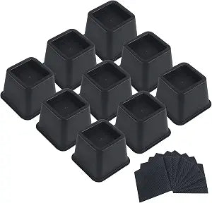 DEDU Bed Risers 3 Inch Heavy Duty 9 Pack, Furniture Risers for Sofas Oversized, Couch Risers with Non-Slip Pad Supports Up to 2200 Lbs for Bed, Desk, Chair (Black)