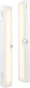 Amazon Basics LED Motion Sensor Light Bar, USB/Battery Operated, 250 Lumens, 12 Inches, Swivel, Under Cabinet Lighting for Closet, Kitchen, 2-Pack, White