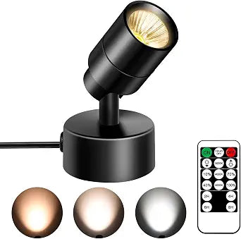 FZWLE 1 Pack Dimmable Spot Lights Indoor, Uplighting Indoor Spotlight with Timer and Remote, 3000K/4000K/5000K Adjustable LED Up Lights, Spot Lights Indoor Accent Uplighting for Plants