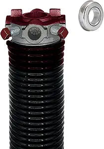 Garage Door Torsion Spring (234 x 1.75 x 33) | 1" ID Steel Bearing | Right Hand Wound Replacement (Left Side) (Cone Color: Red)