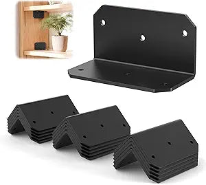 4" x 2" x 2" Black L Bracket for Wood - Heavy Duty 90 Angle L Corner Brackets, Metal Iron Corner Braces for Wood Fence, Garden Beds, Shelves & Furniture Frame Repair (Black-16 Pcs)